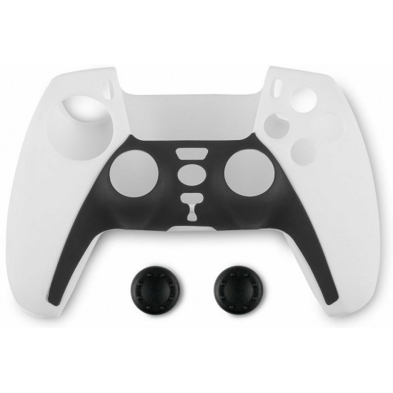 Spartan Gear - Controller Silicon Skin Cover and Thumb Grips (compatible with playstation 5) (colour: Black/White) Spartan Gear - Controller Silicon Skin Cover and Thumb Grips (compatible with playstation 5) (colour: Black/White)