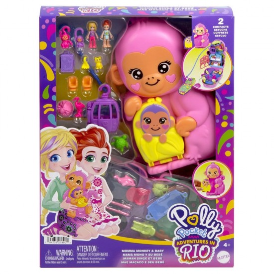  Mattel Polly Pocket : Adventures In Rio - Momma Monkey And Baby (HWP04)