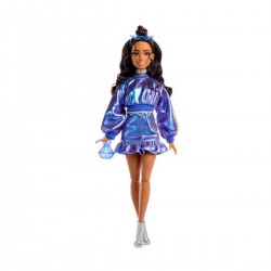  Mattel Barbie: Deluxe Style - Metallic Blue Dress with Brown Hair Doll (JFP42)