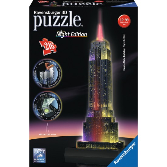 Ravensburger 3D Puzzle: Empire State Building With Lights (216pcs) (12566) Ravensburger 3D Puzzle: Empire State Building With Lights (216pcs) (12566)