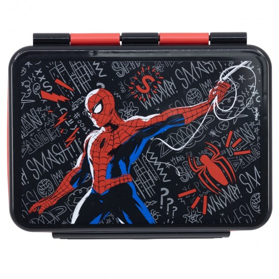  Stor Marvel: Spiderman Black Board - Ss Clamp Rectangular Sandwich Box (1100ml) (74756)