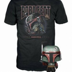 Funko Pop! & Tee (Adult): Disney Star Wars The Mandalorian - Boba Fett Bobble-Head Vinyl Figure and T-Shirt (M)