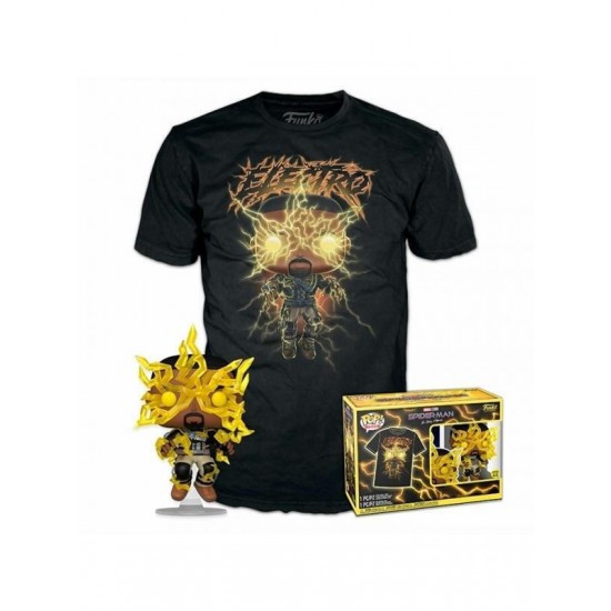 Funko Pop! & Tee (Adult): Marvel Spider-Man No Way Home S3 - Electro (Glows in the Dark) Vinyl Figure & T-Shirt (XL)