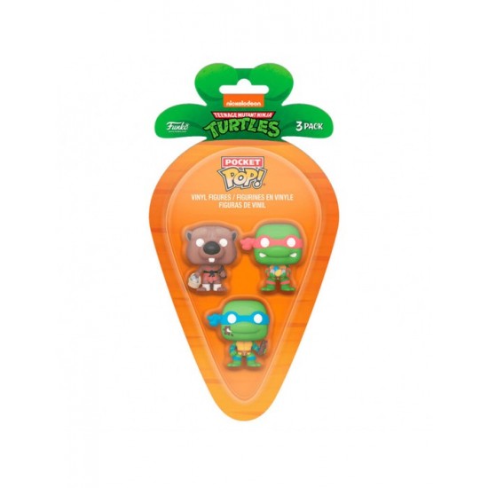 Funko 3-Pack Carrot Pocket Pop!: Teenage Mutant Ninja Turtles (PDQ) Vinyl Figures - Splinter , Leonard , Raphael